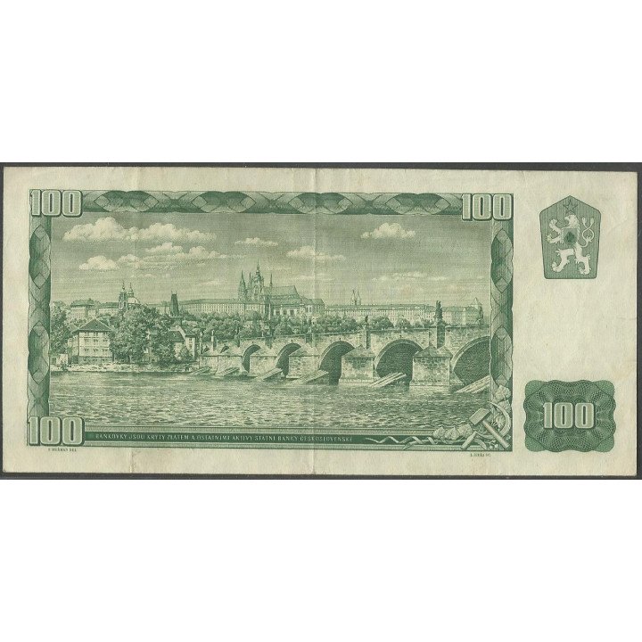 Checoeslovaquia 100 Korun 1961 Serie P P91b reverso