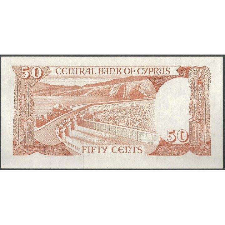 Chipre 50 Cents 1 Nov 1989 P52 reverso