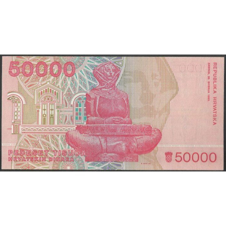 Croacia 50.000 Dinara 30 May 1993 P26a reverso