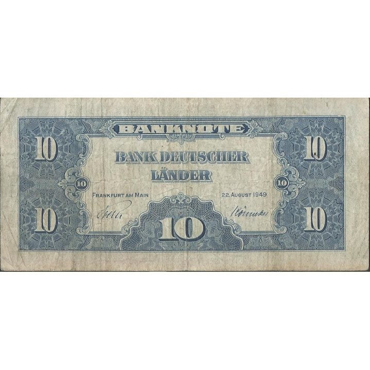 Alemania Federal 10 Mark 22 Ago 1949 P16a reverso