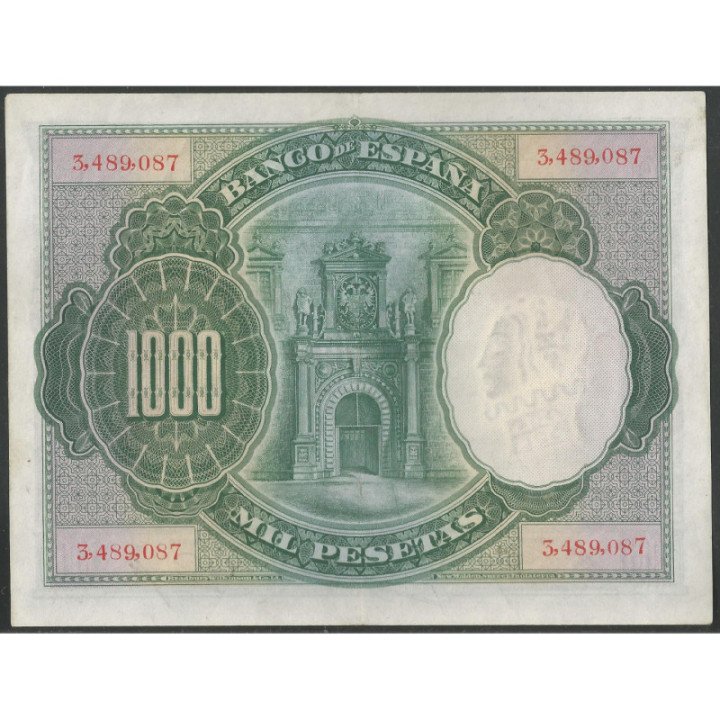 España 1.000 Pesetas 1 Jul 1925 P70a reverso