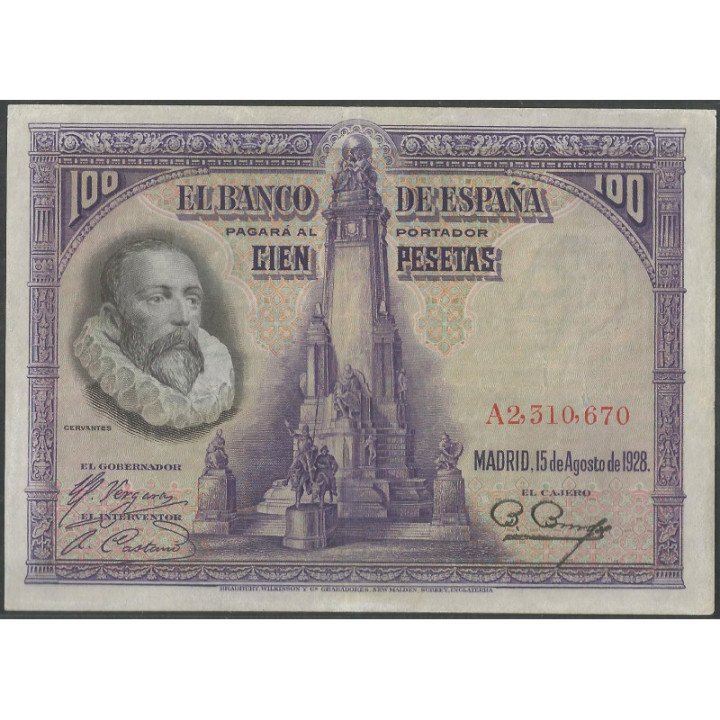 España 100 Pesetas 15 Ago 1928 P76a