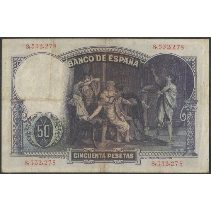 España 50 Pesetas 25 Abr 1931 P82 reverso