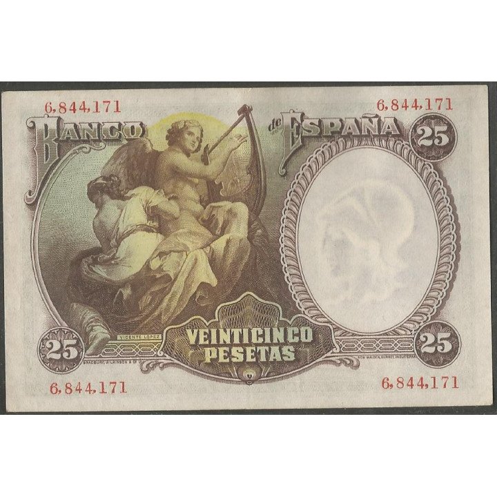 España 25 Pesetas 25 Abr 1931 P81 reverso