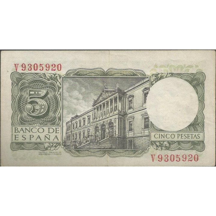 España 5 Pesetas 22 Jul 1954 P146a reverso