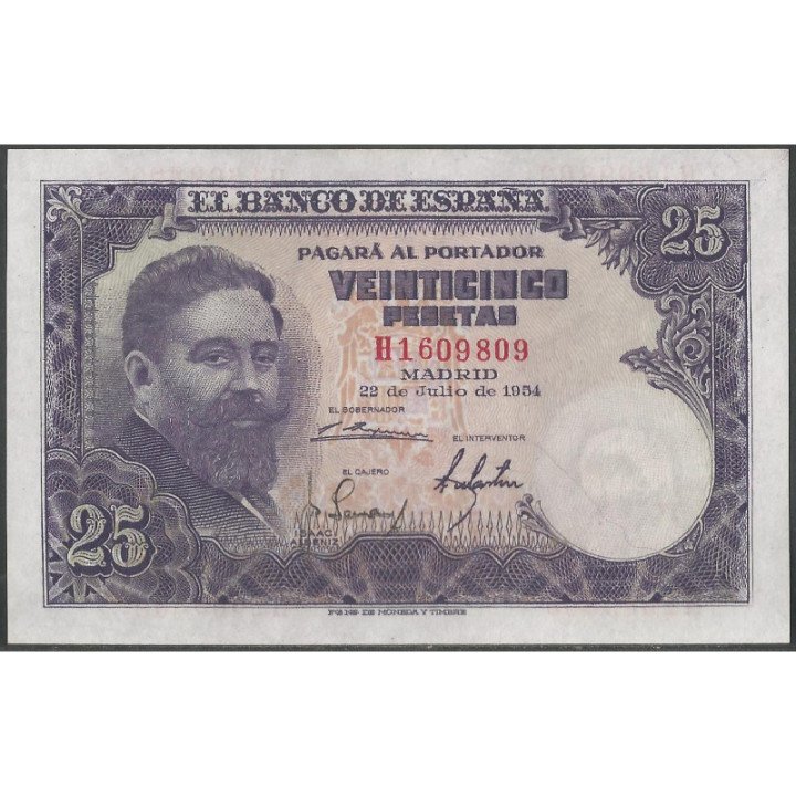 España 25 Pesetas 22 Jul 1954 P147a