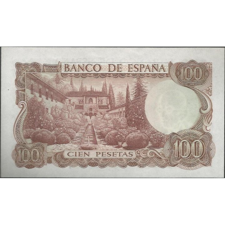 España 100 Pesetas 17 Nov 1970 P152a reverso