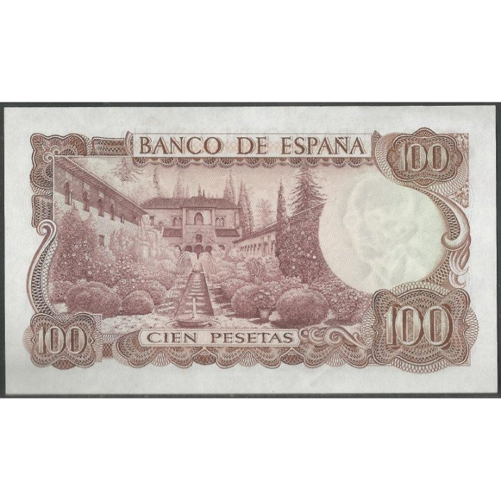 España 100 Pesetas 17 Nov 1970 P152a reverso