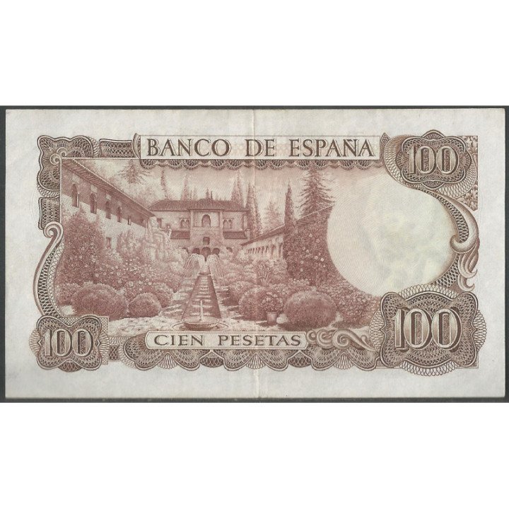 España 100 Pesetas 17 Nov 1970 P152a reverso