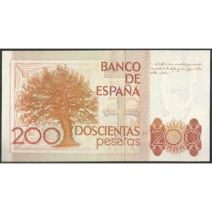 España 200 Pesetas 18 Sep 1980 P156 reverso