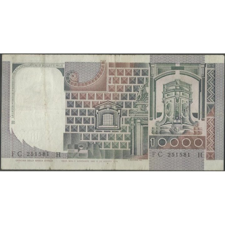 Italia 10.000 Liras 3 Nov 1982 P106b reverso