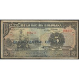 Bolivia 5 Bolivianos ND1929 Serie S P113