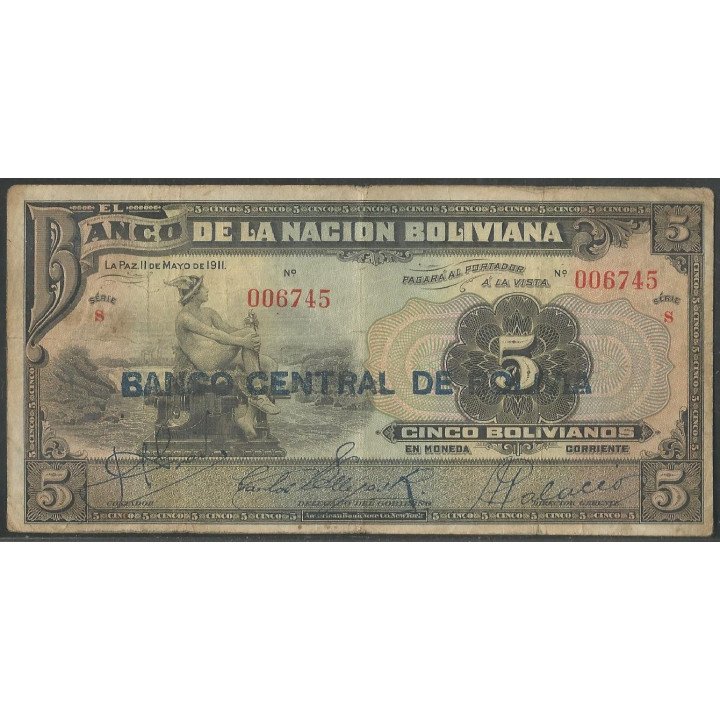 Bolivia 5 Bolivianos ND1929 Serie S P113