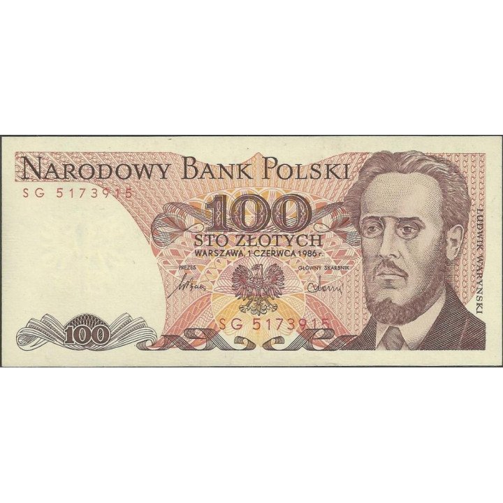Polonia 100 Zlotych 1 Jun 1986 P143e