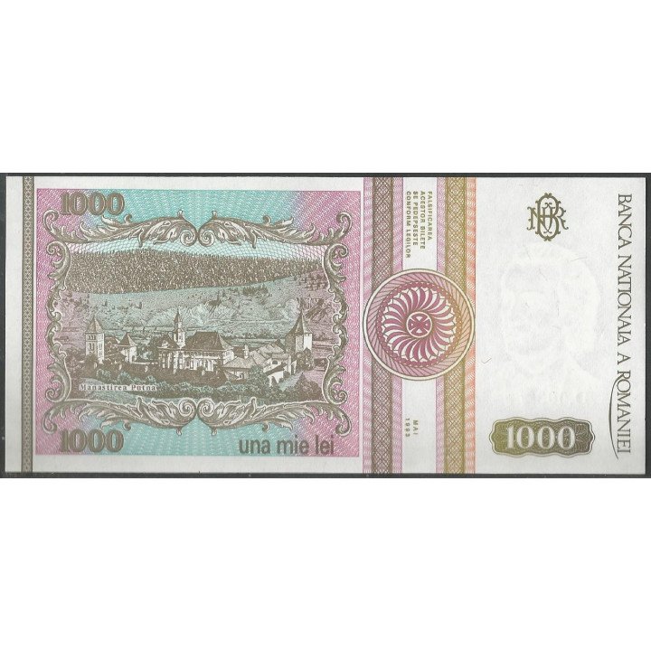 Rumania 1.000 Lei May 1993 P102 reverso