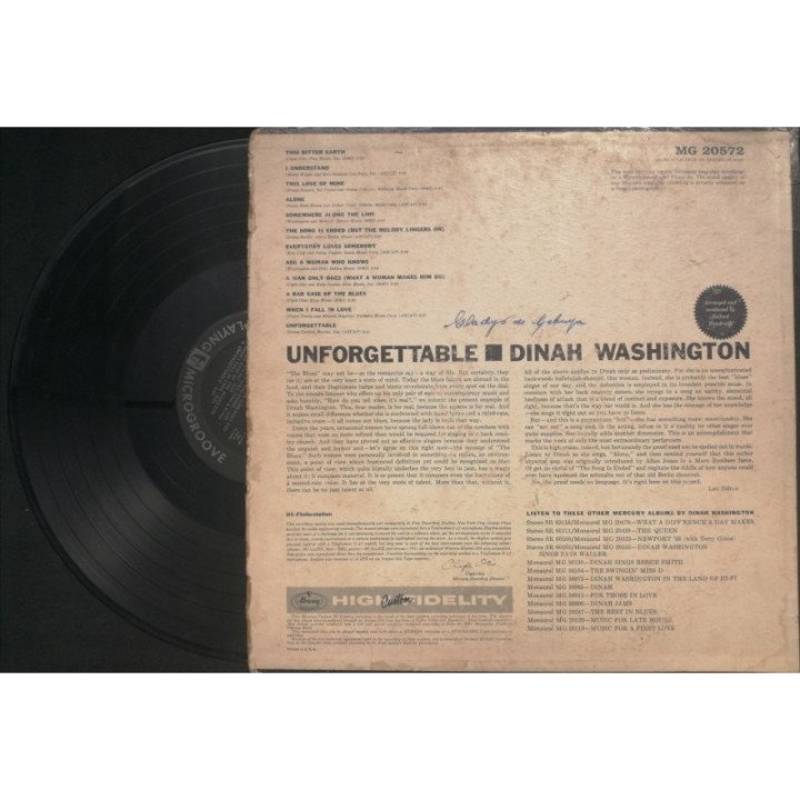 Dinah Washington Unforgettable - USA reverso