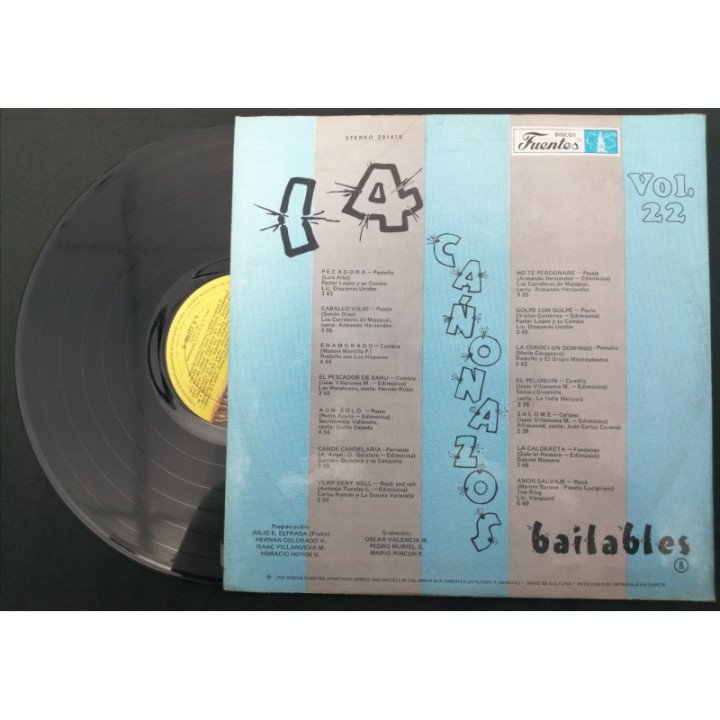 14 Cañonazos Bailables vol. 22 - Colombia reverso