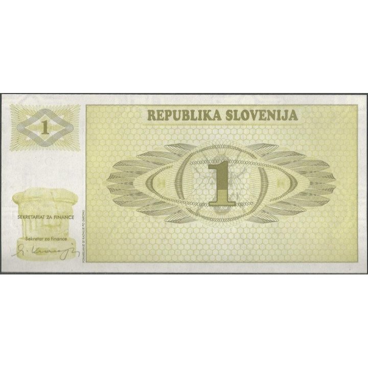 Slovenia 1 Tolar 1990 P1a reverso