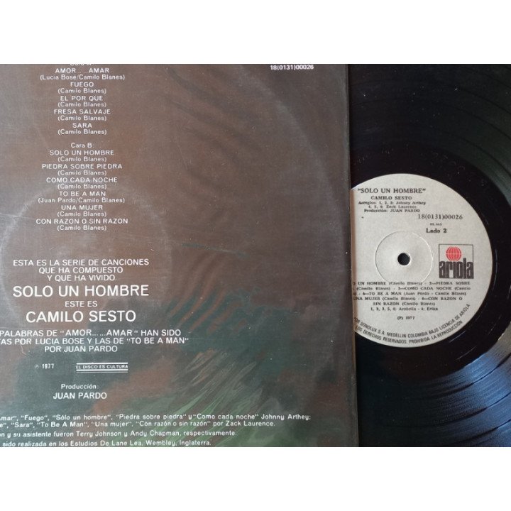 Camilo Sesto Solo Un Hombre Colombia reverso