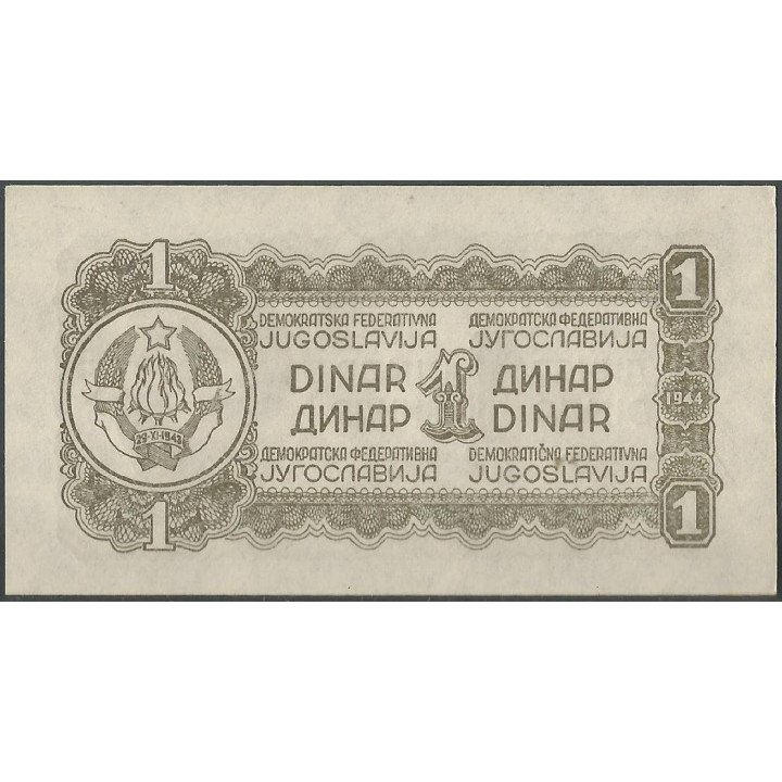 Yugoeslavia 1 Dinar 1944 P48b reverso