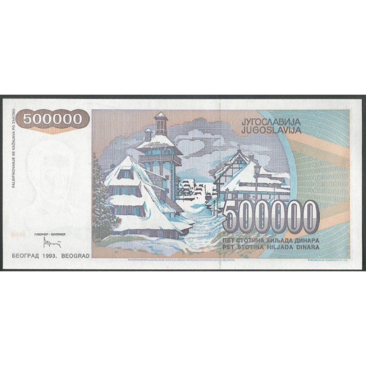 Yugoeslavia 500.000 Dinara 1993 P119 reverso