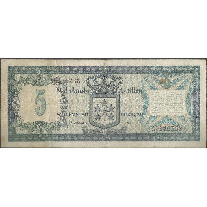 Antillas Holandesas 5 Gulden 28 Ago 1967 P8a