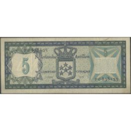 Antillas Holandesas 5 Gulden 1 Jun 1972 P8b