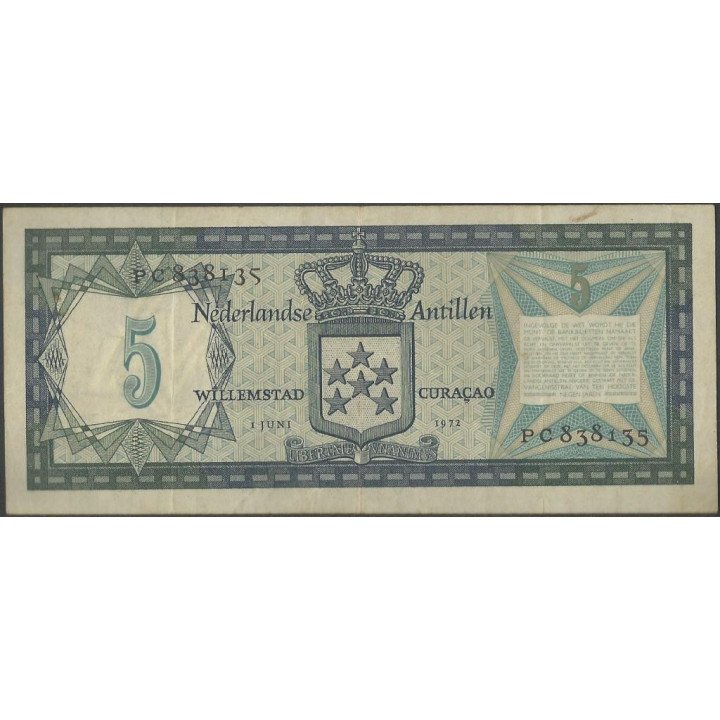 Antillas Holandesas 5 Gulden 1 Jun 1972 P8b