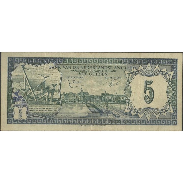 Antillas Holandesas 5 Gulden 1 Jun 1972 P8b reverso