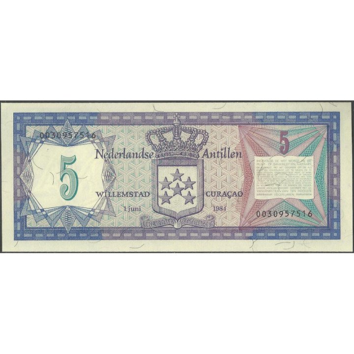 Antillas Holandesas 5 Gulden 1 Jun 1984 P15b