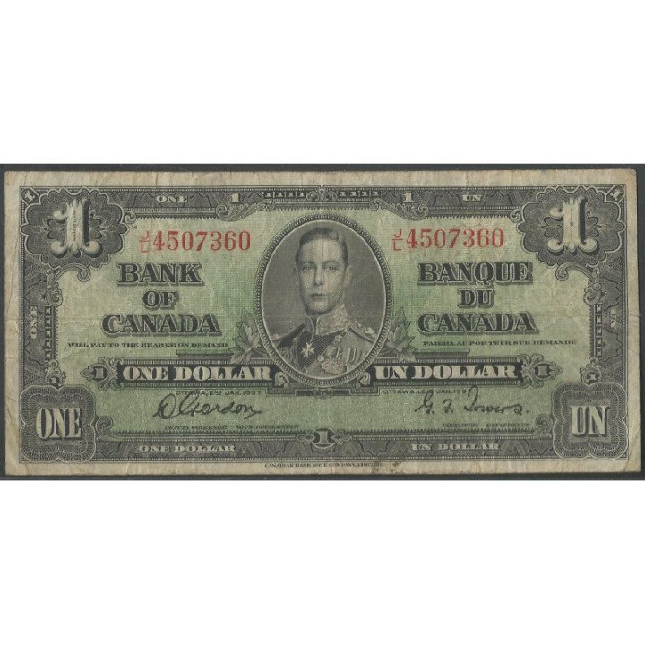 Canada 1 Dollar 2 Ene 1937 P58c