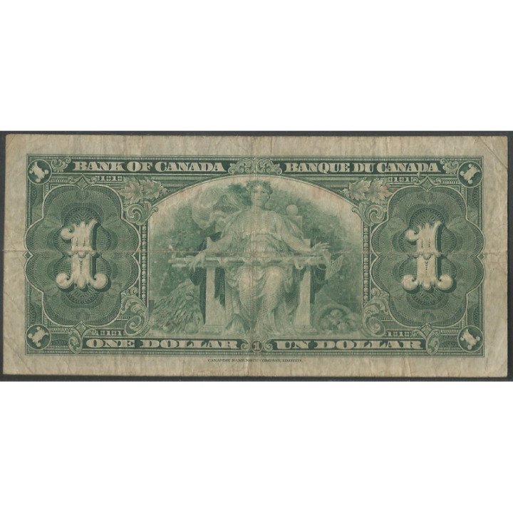 Canada 1 Dollar 2 Ene 1937 P58c reverso