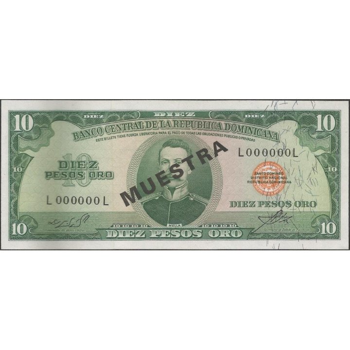 Rep. Dominicana 10 Pesos ND1974 P101s Muestra