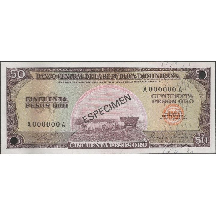 Rep. Dominicana 50 Pesos ND1974 P103s Especimen