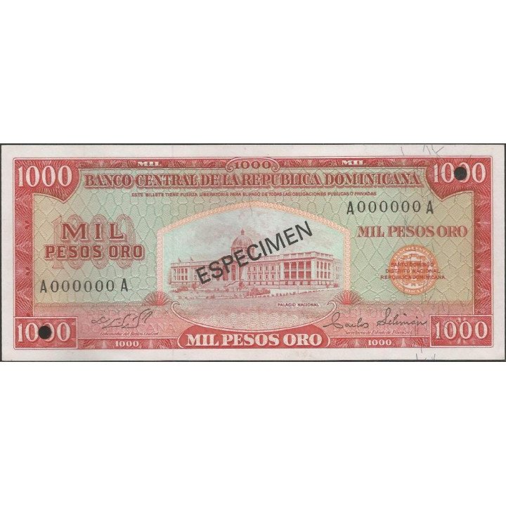 Rep. Dominicana 1.000 Pesos ND1975 P115s1 Especimen