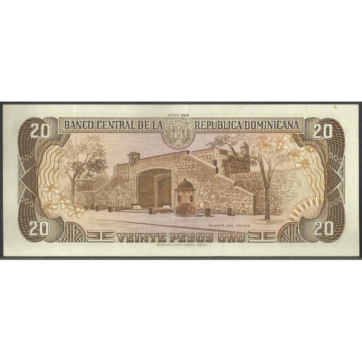 Rep. Dominicana 20 Pesos 1988 P120c reverso
