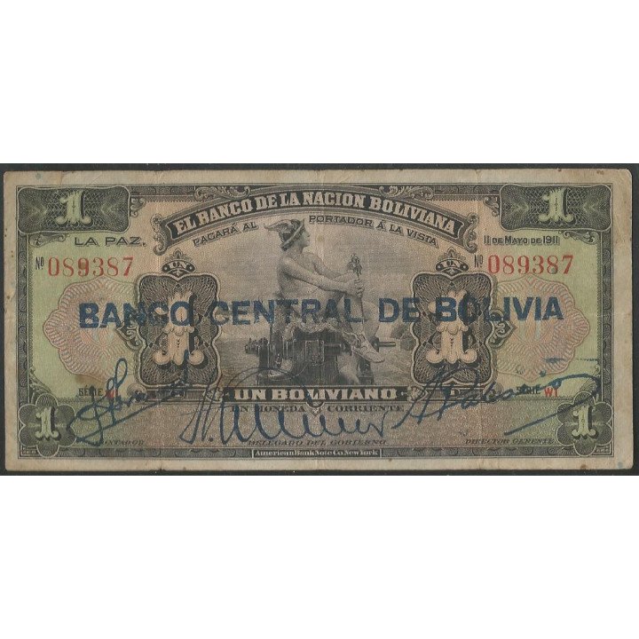 Bolivia 1 Boliviano ND1929 Serie W1 P112