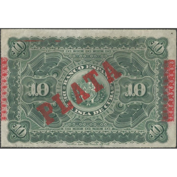 Cuba 10 Pesos 15 May 1896 P49d reverso