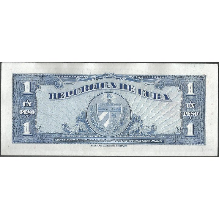 Cuba 1 Peso 1960 P77b reverso