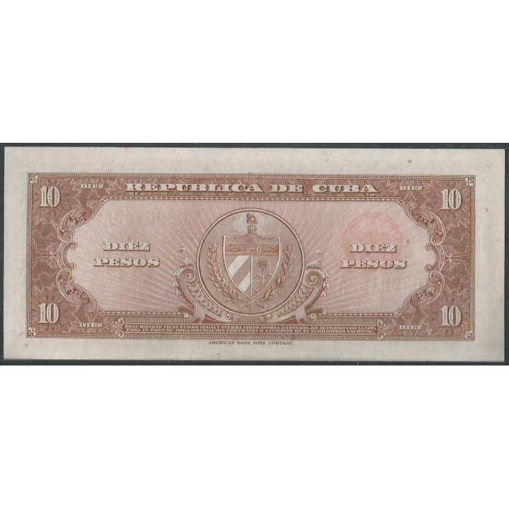 Cuba 10 Pesos 1960 P79b reverso