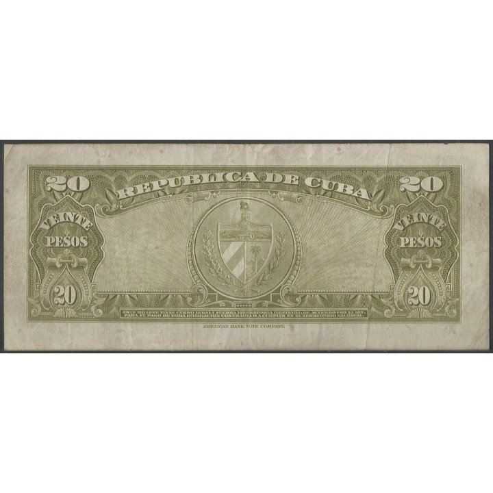 Cuba 20 Pesos 1960 P80c Firma el "Che" reverso