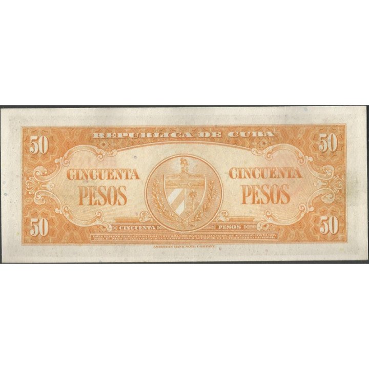Cuba 50 Pesos 1958 P81b reverso