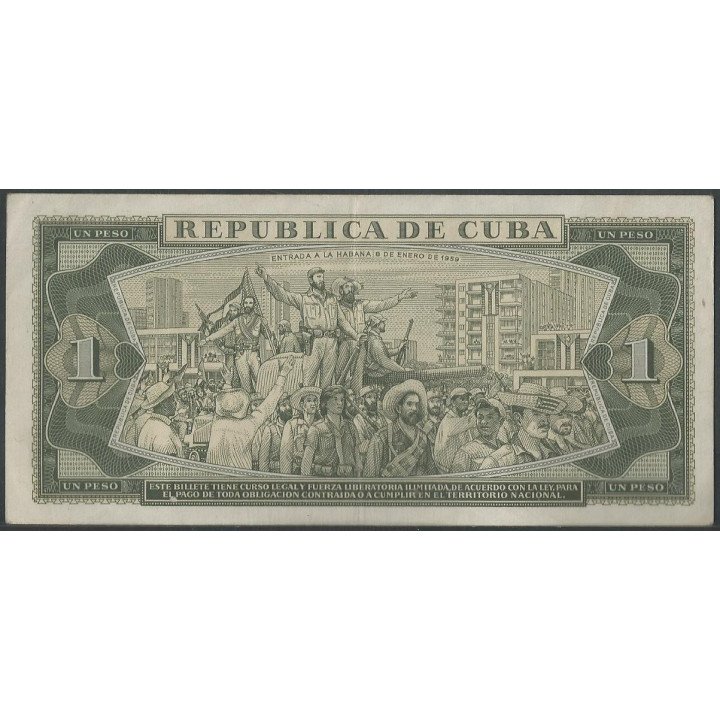 Cuba 1 Peso 1972 P102a reverso