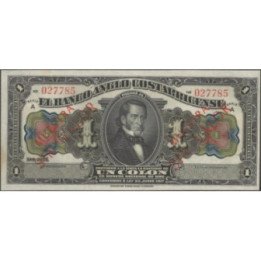 Costa Rica 1 Colon L23 Jun 1917 Ps121s3 Muestra sin Valor