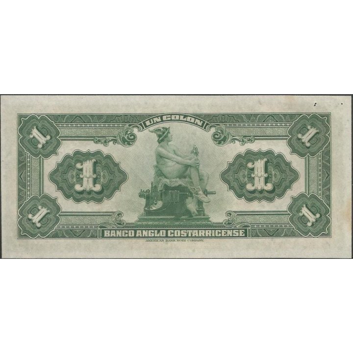 Costa Rica 1 Colon L23 Jun 1917 Ps121s3 Muestra sin Valor reverso