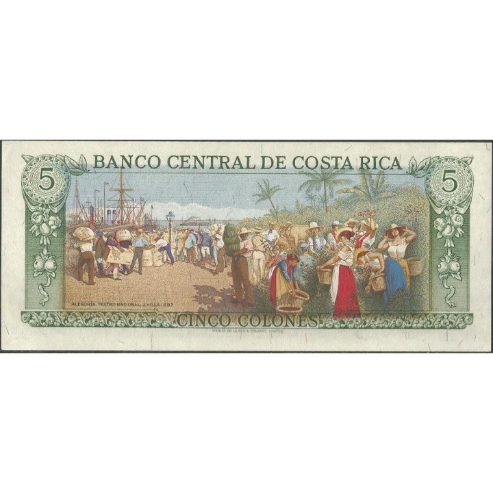 Costa Rica 5 Colones 2 Abr 1986 P236d reverso