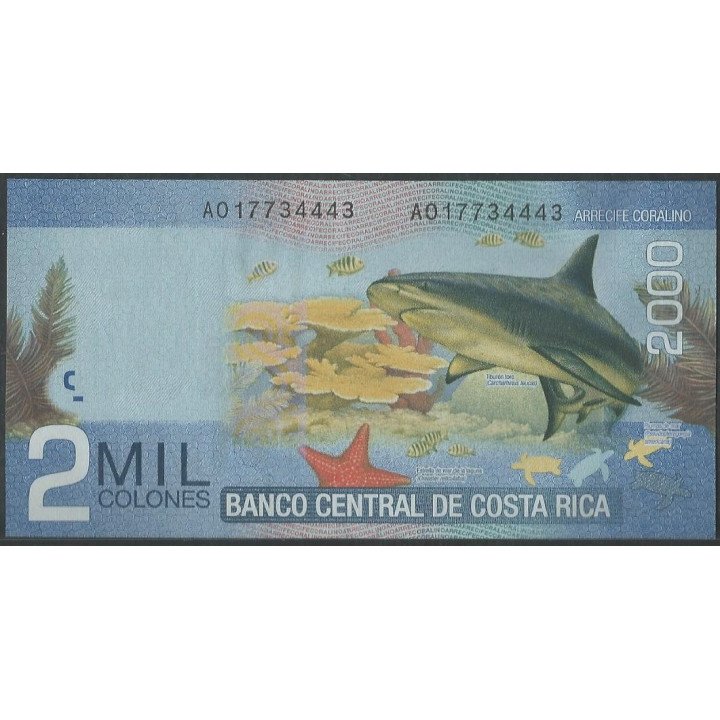 Costa Rica 2.000 Colones 2 Sep 2009 P275b reverso