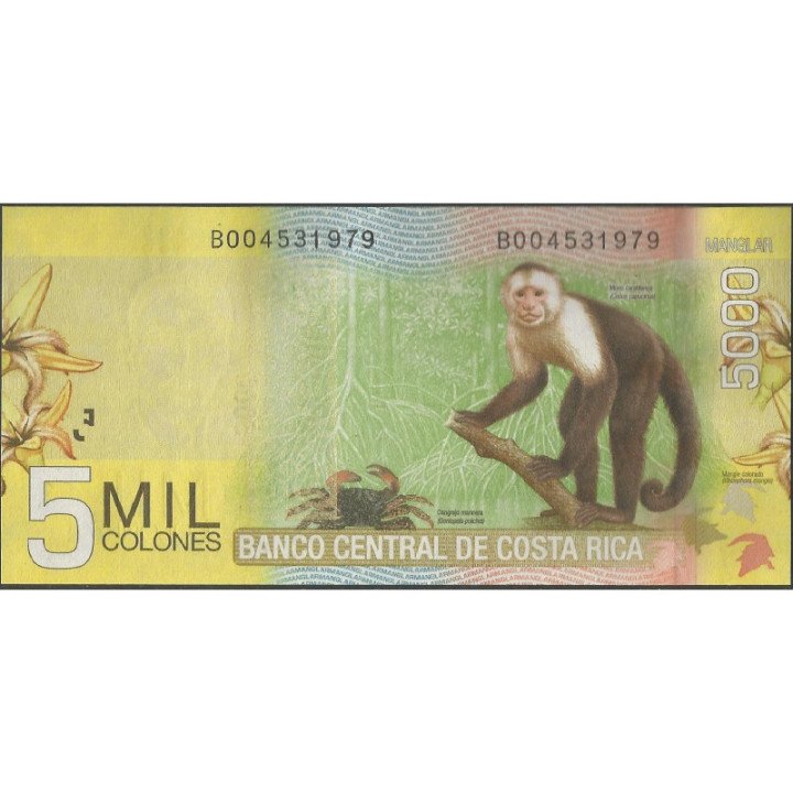Costa Rica 5.000 Colones 19 Sep 2012 P276b reverso