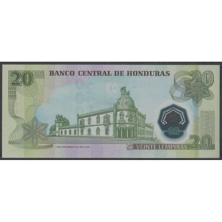 Honduras 20 Lempiras 31 Jul 2008 P95 reverso