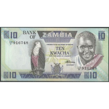 Zambia, 10 Kwacha ND1980-88 P26e